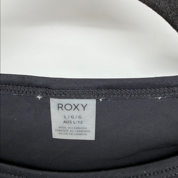 Roxy botanical palm leaf print crewneck stretch beach swim rashguard top sz L - Picture 6 of 8